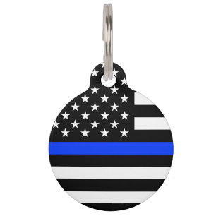 Thin Blue Line Police Flag Pet Tag