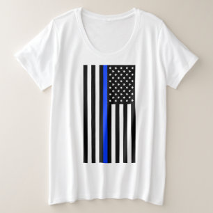 Thin Blue Line Police Flag Plus Size T-Shirt