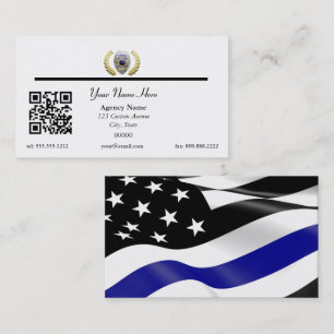 Thin Blue Line Police Flag QR Code Business Busine Card