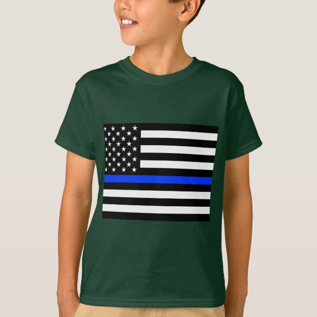 Thin Blue Line Police Flag T-Shirt (Front)