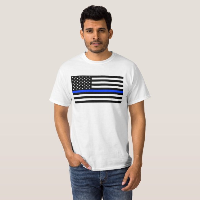 Thin Blue Line Police Flag T-Shirt (Front Full)
