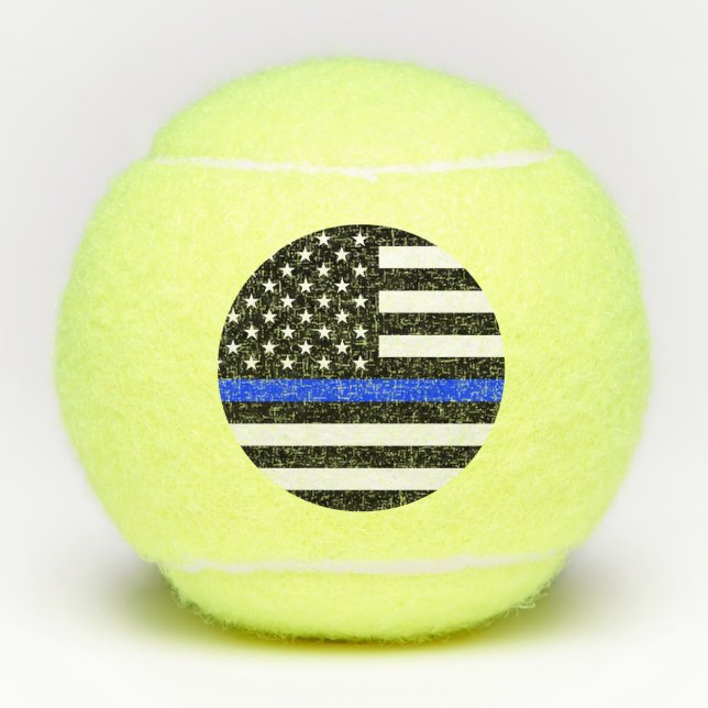 Thin Blue Line Police Flag Tennis Balls (Front)