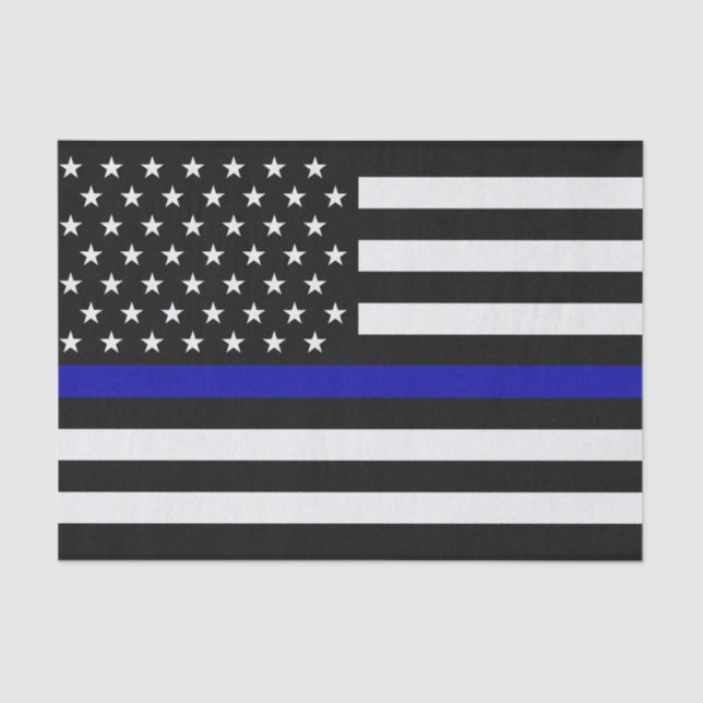 Thin Blue Line Police Flag Tissue Paper (Front)