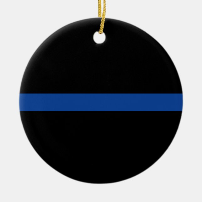 Thin Blue Line Police Law Enforcement Gift Ceramic Tree Decoration (Front)
