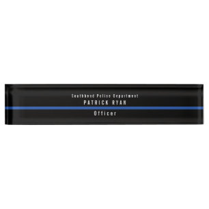 Thin Blue Line Police Modern Monogram Nameplate