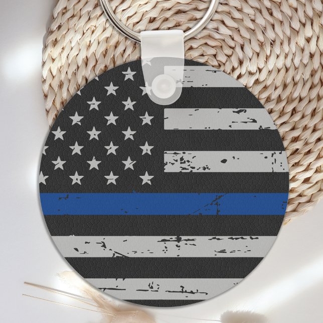 Thin Blue Line - Police Officer - American Flag Key Ring (Creator Uploaded)