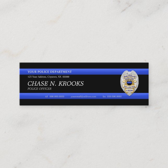 Thin Blue Line Police Officer Custom Business Card (Front)