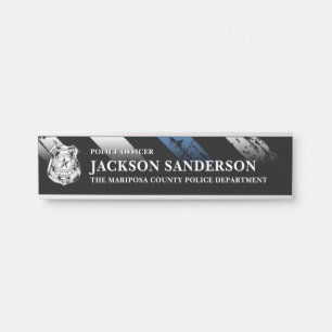Thin Blue Line Police Officer Department Logo Door Sign