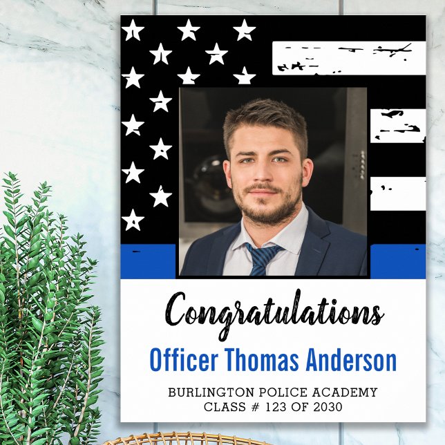 Thin Blue Line Police Officer Graduation Party Poster (Creator Uploaded)