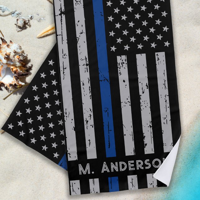 Thin Blue Line - Police Officer - K9 Police Dog Beach Towel (Creator Uploaded)