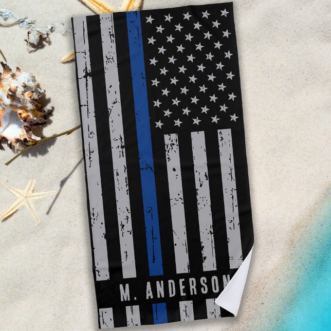 Thin Blue Line - Police Officer - K9 Police Dog Beach Towel (Creator Uploaded)