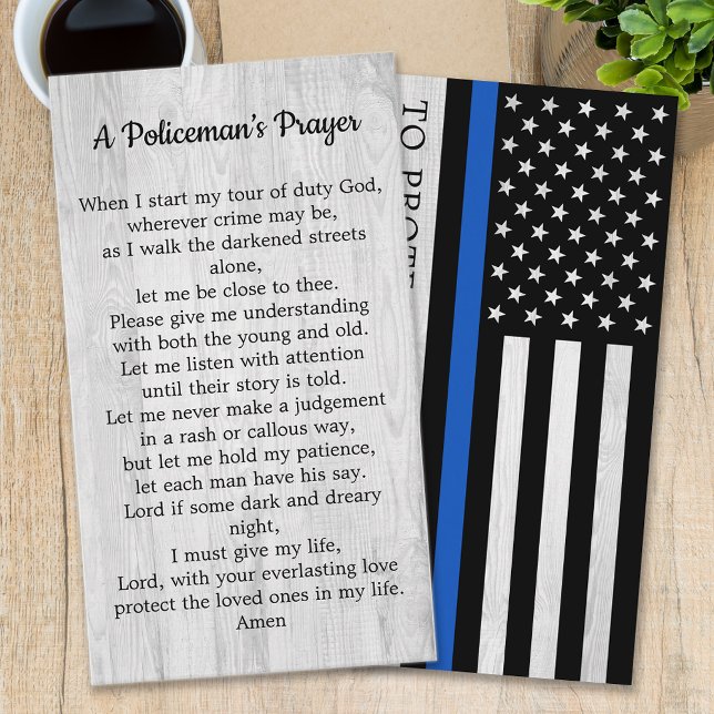 Thin Blue Line Police Officer Policeman's Prayer  Business Card (Creator Uploaded)