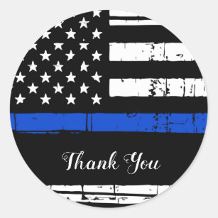 Thin Blue Line Police Officer Thank You Classic Round Sticker