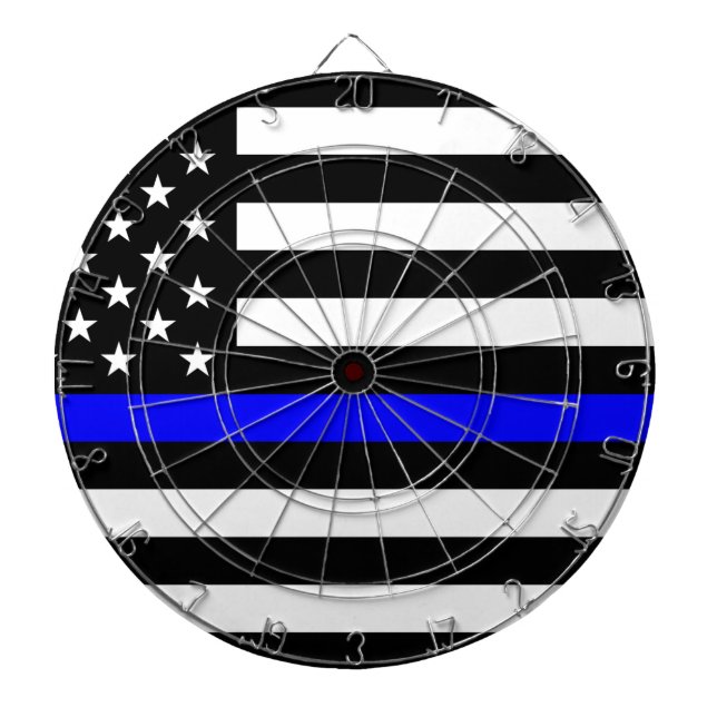 Thin Blue Line Police Officers Memorial Flag Dartboard (Front)
