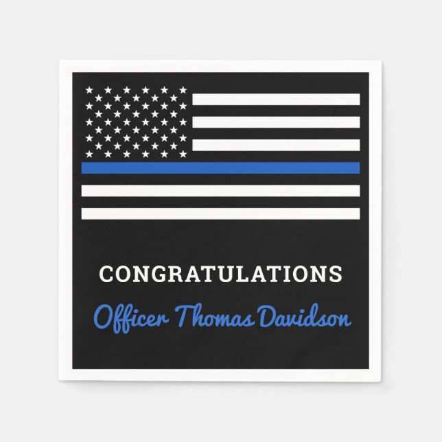 Thin Blue Line Police Party Congratulations Napkin (Front)