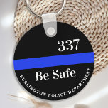 Thin Blue Line Police Personalised Badge Number Key Ring<br><div class="desc">If you're looking for a personalised and thoughtful gift for a police officer in your life, look no further than our customised police gifts. Our thin blue line keychain is a modern and stylish accessory that any law enforcement officer would be proud to carry. The bright blue colouring of the...</div>