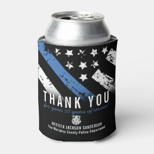 Thin Blue Line Police Retirement Anniversary Can Cooler