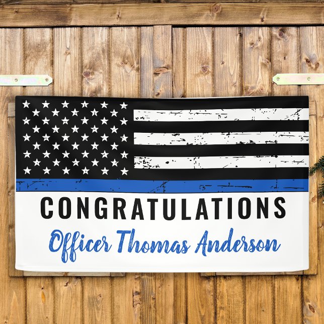 Thin Blue Line Police Retirement Congratulations Banner (Creator Uploaded)
