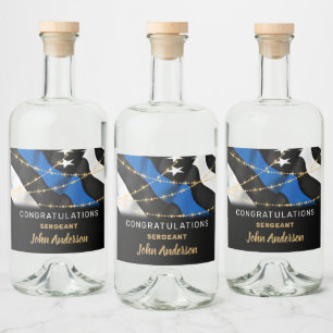 Thin Blue Line Police Retirement Party Liquor Bottle Label