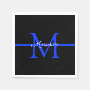 Thin Blue Line Police Retirement Party Monogram Napkin