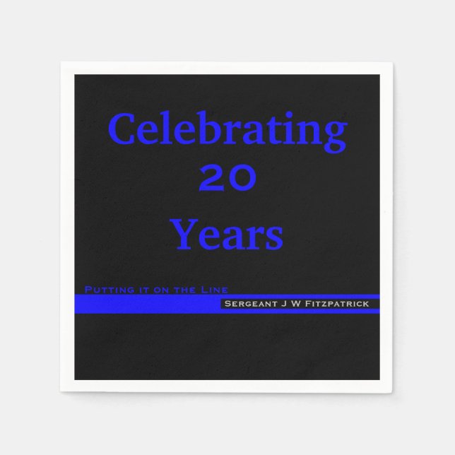 Thin Blue Line Police Retirement With Name Napkin (Front)