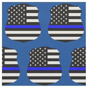 Thin Blue Line Police Shield Pattern Fabric