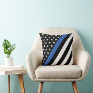 Thin Blue Line Police Stars and Stripes Throw Pill Cushion