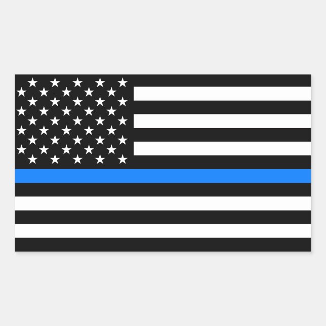 "THIN BLUE LINE" RECTANGULAR STICKER (Front)