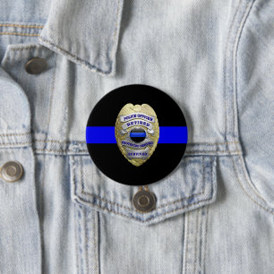 Thin Blue Line Retired Badge Medallion Button