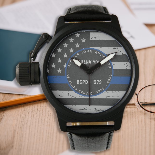 Thin Blue Line - Retirement Gift Thank You Police Watch (Creator Uploaded)