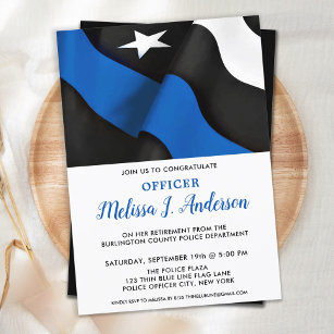 Thin Blue Line Retirement Police Officer  Invitation