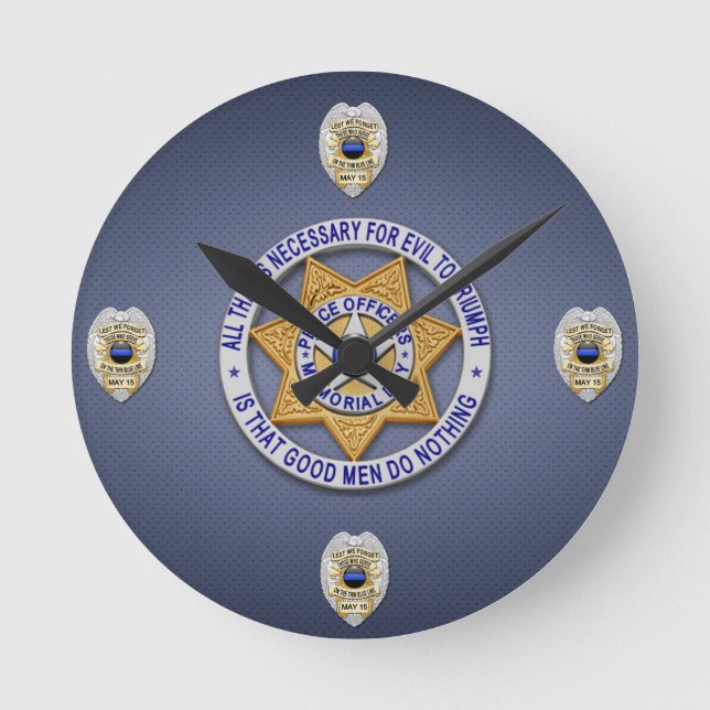 Thin Blue Line Round Clock (Front)