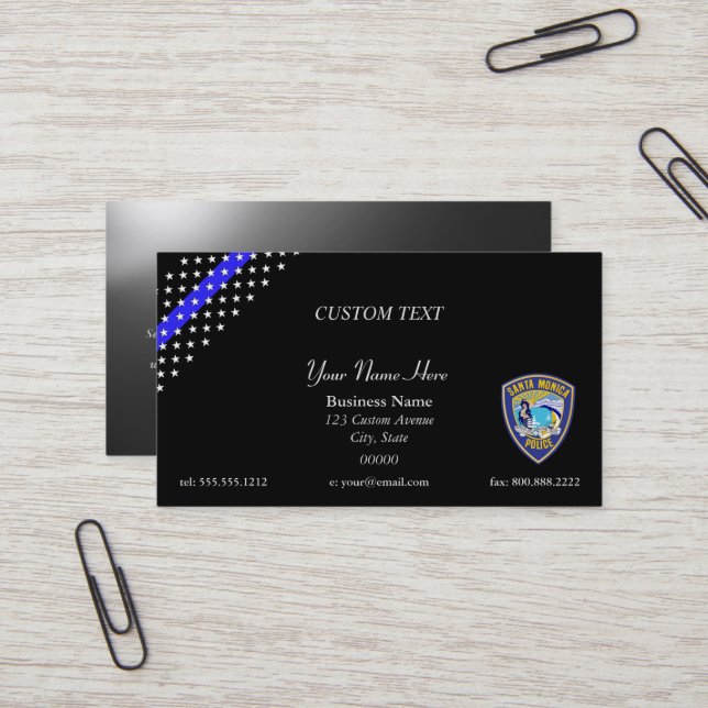 Thin Blue Line Santa Monica Police Business Card (Front/Back In Situ)