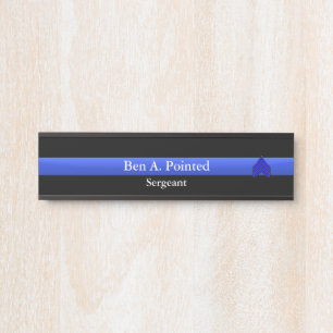 Thin Blue Line - Sergeant Stripes Rank Door Sign