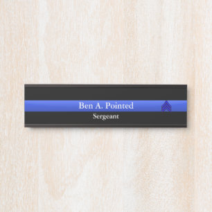 Thin Blue Line - Sergeant Stripes Rank Door Sign