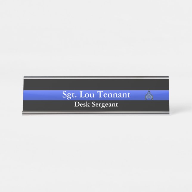 Thin Blue Line - Sergeant Stripes Rank Nameplate (Front)