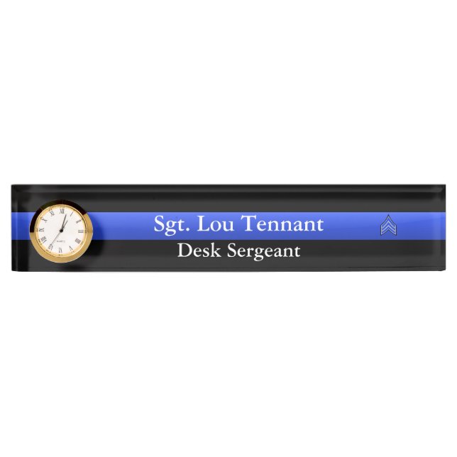 Thin Blue Line - Sergeant Stripes Rank Nameplate (Front)