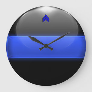 Thin Blue Line Sergeant Stripes (white trim) Large Clock