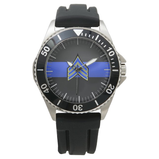 Thin Blue Line - Sergeant Stripes Wrist Watch (Front)