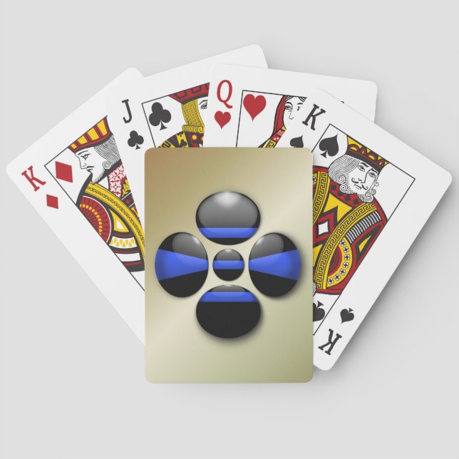 Thin Blue Line Shamrock Button Playing Cards (Back)