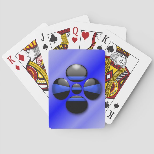 Thin Blue Line Shamrock Button Playing Cards (Back)