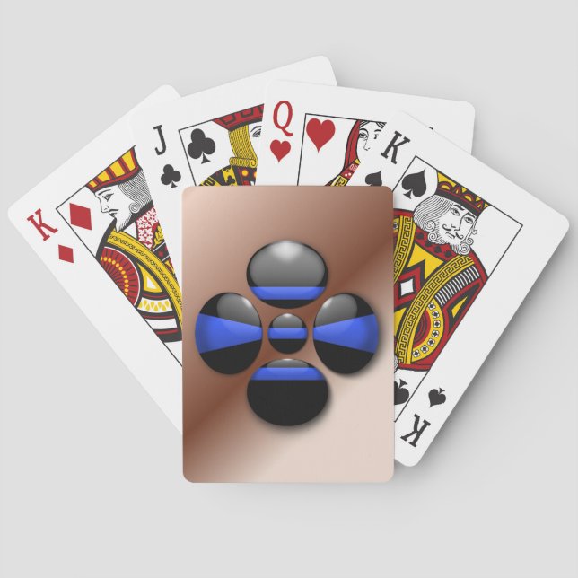 Thin Blue Line Shamrock Button Playing Cards (Back)