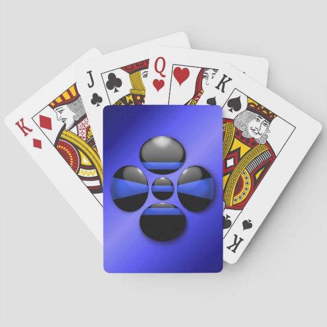 Thin Blue Line Shamrock Button Playing Cards (Back)