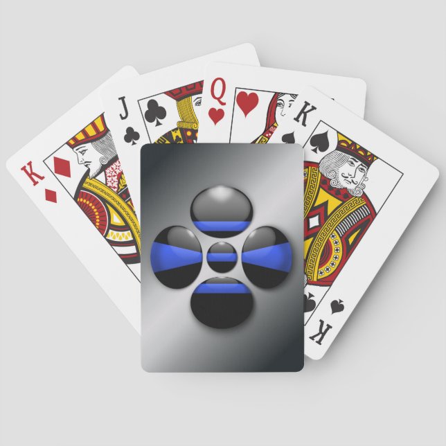 Thin Blue Line Shamrock Button Playing Cards (Back)