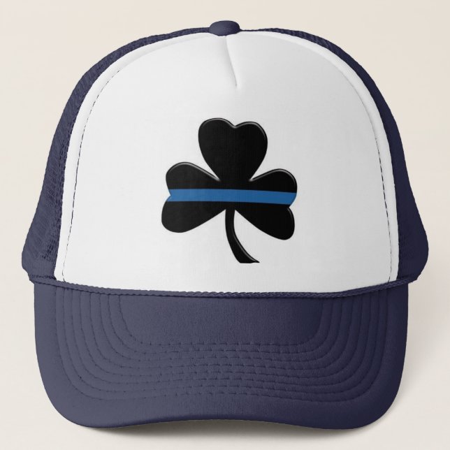 Thin Blue Line: Shamrock Trucker Hat (Front)