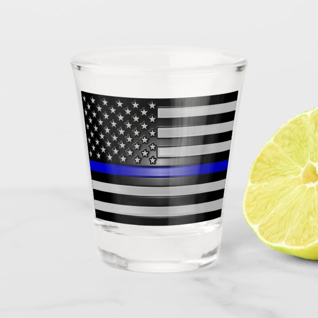 THIN BLUE LINE SHOT GLASS (Front)