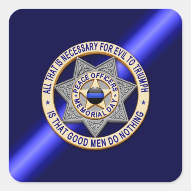 Thin Blue Line Square Sticker (Front)