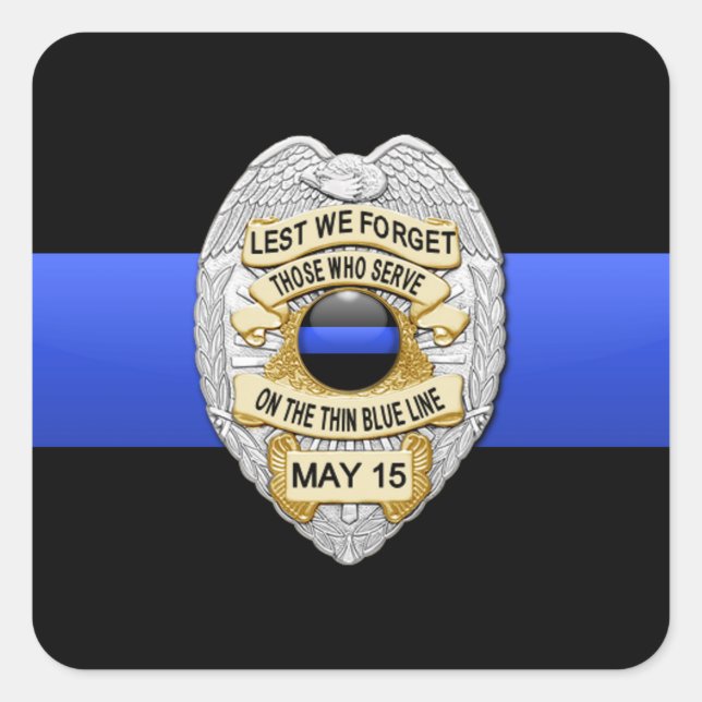 Thin Blue Line Square Sticker (Front)