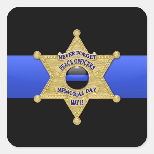 Thin Blue Line Square Sticker (Front)