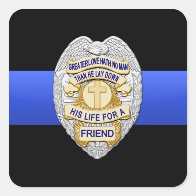Thin Blue Line Square Sticker (Front)